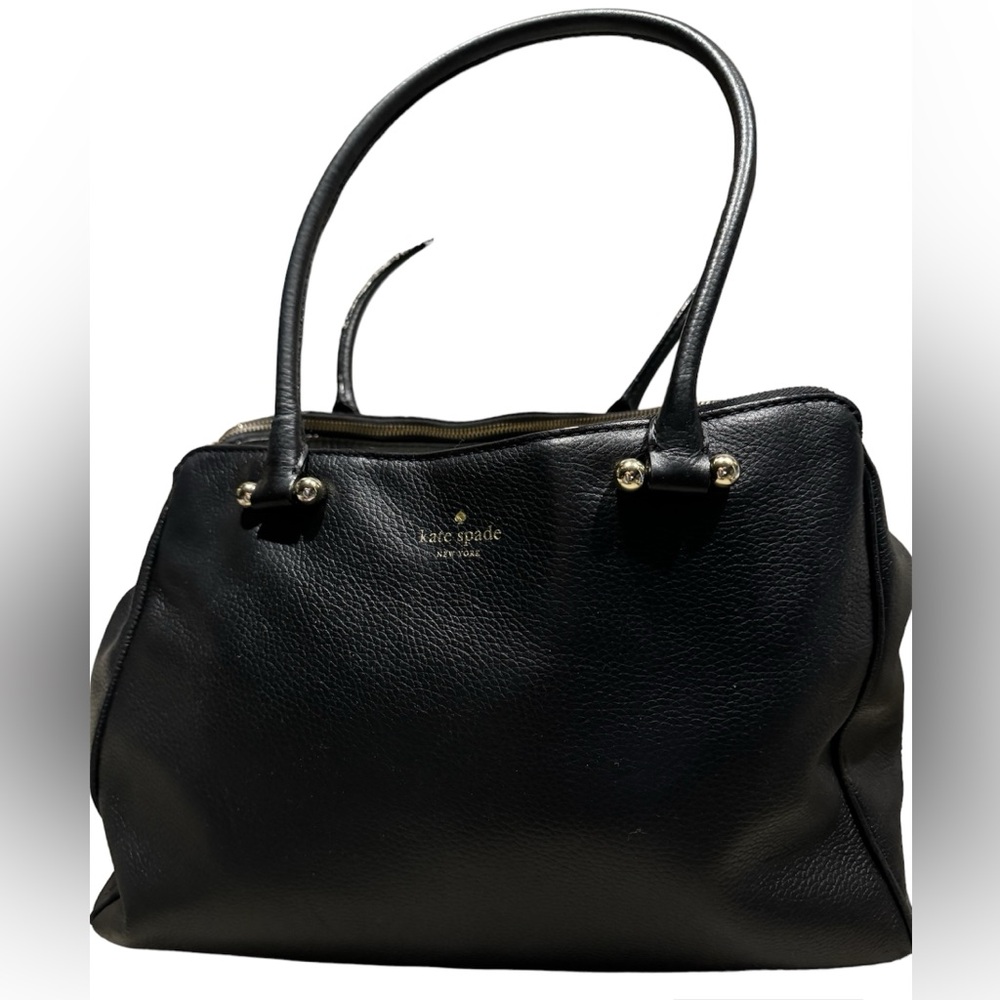 Kate Spade Large Pebbled Leather Bag; EUC; black with gold accent.